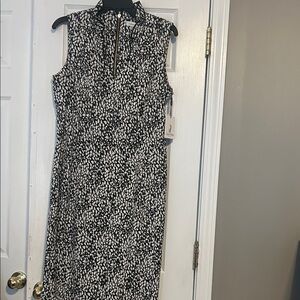 Calvin Klein Black and White Patterned Midi Dress